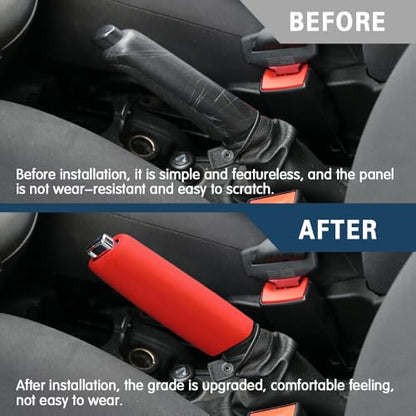 Car Handbrake Cover Gear Shift Knob Cover, Auto Comfortable Grip Handbrake Cover, Silicone handbrake Cover for Most Vehicle Handbrake - color: Red