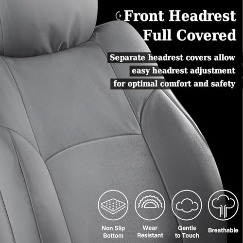 Coverado Chevy Silverado Oxford Rear Seat Covers, Fit for Chevy Silverado GMC Sierra 2007-2013 & 2019-2026 1500, 2020-2026 2500HD 3500HD Crew Double Extended Cab(Flat Rear, Gray)