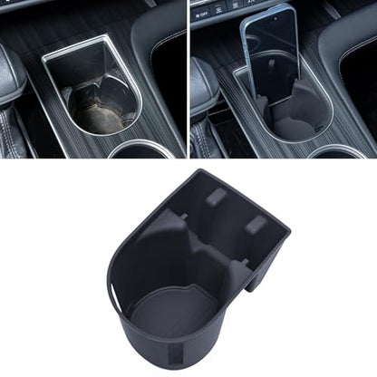 TOPINSTALL 2-in-1 Cup Holder with Phone Mount for 2021-2026 Toyota Sienna, Center Console Silicone Cup Holder Insert, Non-Slip, Dustproof, Waterproof, Anti-Noise, Car Interior Accessories for Sienna