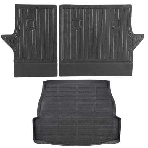VEVOR Cargo Mats Compatible with Toyota RAV4 2019-2024, Custom Fit TPE Cargo Liner Set for SUVs, Trunk and Rear Back Seat Protector Replacement, Black, Trunk Mat and Backrest Mats - style: Toyota RAV4 2019-2024