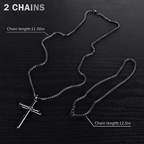 Isaiah 41:7 Nail Cross for Car Rearview Mirror Hanging Accessories Pendant Necklace For Men Women Car Charm Hanging Ornament Decor Christian Religious Cross Pendant (Black)