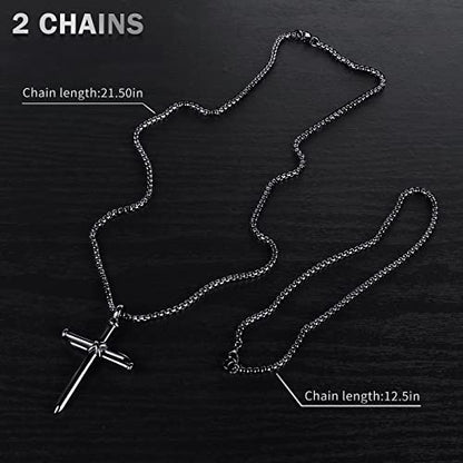 Isaiah 41:7 Nail Cross for Car Rearview Mirror Hanging Accessories Pendant Necklace For Men Women Car Charm Hanging Ornament Decor Christian Religious Cross Pendant (Black)