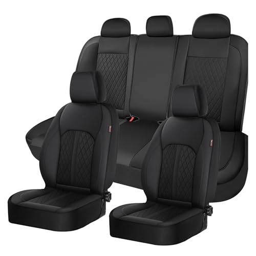 Coverado Universal Leather Seat Covers Full Set for 5 Seats – Waterproof, Durable All-Weather Protector for SUV, Pickup Truck, Sedan, Black - color: Black, size: FullSet