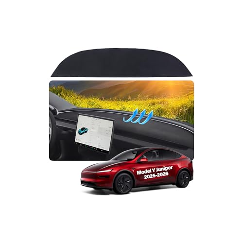 for Tesla Dashboard Cover Mat Model Y Refreshed Juniper Accessories 2025 2026 Interior Dash Mat Pad Anti-Glare & Sun Protection Center Console Model Y Suede Dash Vent Covers Black