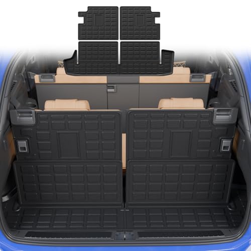 Cargo Mat Compatible with 2010-2024 Toyota 4 Runner 7 Seat Cargo Liner Trunk Mat TPE Back Seat Cover Protector 2023 4Runner Accessories (Fit 7 Seat,Trunk Mat+3rd Row Backrest Mats) - size: Trunk Mat+3rd Row Backrest Mats