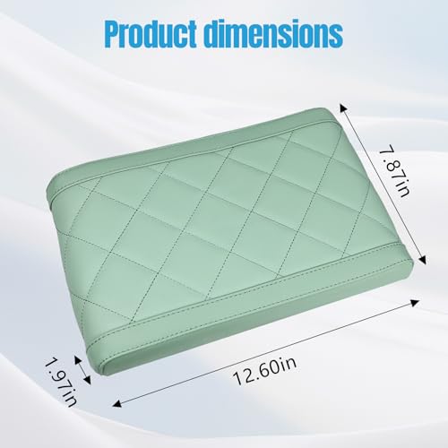 Hovom Car Center Console Armrest Pillow, 12.6"×7.87"×1.97" Leather Arm Rest Cover for Cars, Soft Comfortable Auto Armrest Cushion Pad, Vehicle Middle Console Cover, Car Accessories (Green) - color: Green