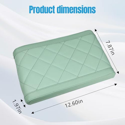Hovom Car Center Console Armrest Pillow, 12.6"×7.87"×1.97" Leather Arm Rest Cover for Cars, Soft Comfortable Auto Armrest Cushion Pad, Vehicle Middle Console Cover, Car Accessories (Green) - color: Green