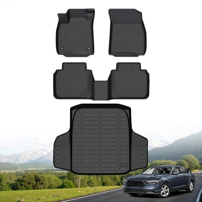 Hutisya-Floor Mats & Cargo Liner Set Fit for 2023-2026 Honda Accord (Include Hybrid) All Weather Protection Anti-Slip & Durable TPE Full Set Liners Automotive Accessories-Black - style: 22)For Accord 2023-2026 Full Set