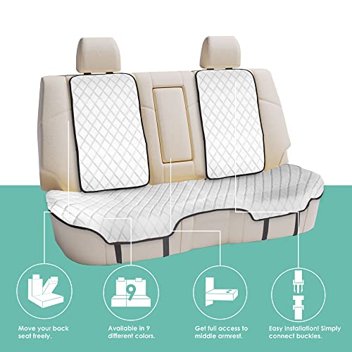 FH Group Car Seat Cushion Neosupreme Automotive Seat Cushions - Universal Fit, Rear Car Seat Cushion, Car Seat Cushions with Non-Slip Silicone Backing for SUV, Sedan, Van Rear Set White - color: White, style: Rear Bench