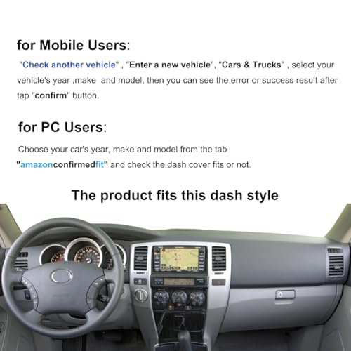 Dashboard Cover Dash Cover Mat Pad Carpet Custom Fit for Toyota 4Runner 2003 2004 2005 2006 2007 2008 2009 Without Dash Speaker (Black) Y17 - color: 03-09 Black