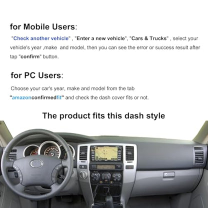 Dashboard Cover Dash Cover Mat Pad Carpet Custom Fit for Toyota 4Runner 2003 2004 2005 2006 2007 2008 2009 Without Dash Speaker (Black) Y17 - color: 03-09 Black