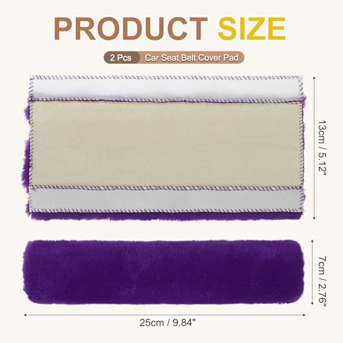 PATIKIL Car Seat Belt Cover Pad, (Purple) (2 Pcs), Soft Fluffy Seatbelt Cushion Shoulder Strap Covers, Suit for - Bag/Auto/Car Accessories - color: Purple