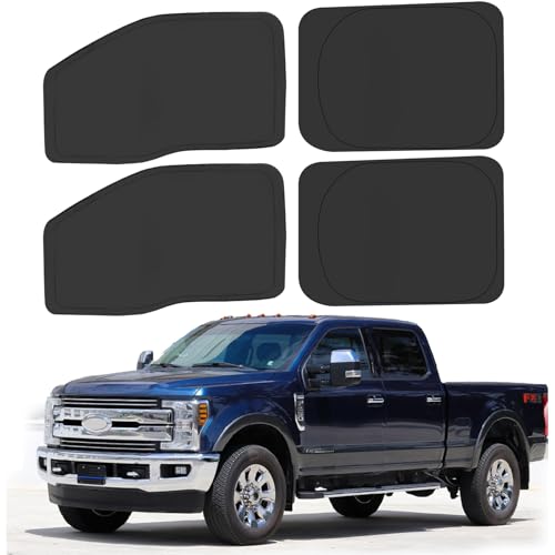 Side Window Sun Shade for 2017-2022 Fo-rd F250 F350 Super Duty, Super Crew Cab 4Door Pickup, Foldable Window Sunshade Sun Visor Protector, Side Window Shades Blocks UV Rays Heat, Pack of 4 - size: Silver & Black-Fit 2017-2022 Ford F250 F350