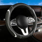 Leather Splicing Black White Car Steering Wheel Cover,14.5-15 Inch Universal Microfiber Leather Covers Breathable Anti-Slip Odorless Steering Wheels Accessories for Men Women - color: Leather Splicing - Black and White
