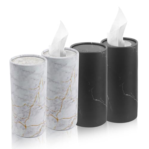 4PCS Car Tissue Holder for Car Cup Holder,Minimalist Car Tissues Cylinder of Travel Tissues Replace 50 Facial Tissue,Universal Car Accessories Car Tissue Box for Most Cars (2Black+2White) - color: 2black+2white
