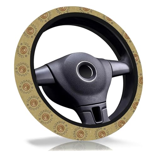 Cool Bullet Shaped Steering Wheel Cover,Non-Slip Breathable Neoprene Steering Wheel Covers,12 Gauge Car Accessories and Car Decor, for Women,Men Universal 15 Inch Fit Auto,SUV,Truck - color: 12GAUGE
