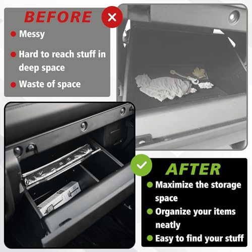 Muslogy Glove Box Dividers Organizer Compatible with Nissan Frontier 2022-2025 2026 Accessories Insert Box Divider ABS Secondary Storage Glove Compartment Tray