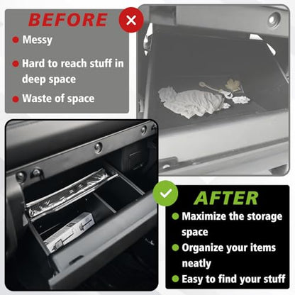 Muslogy Glove Box Dividers Organizer Compatible with Nissan Frontier 2022-2025 2026 Accessories Insert Box Divider ABS Secondary Storage Glove Compartment Tray