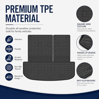 Trunk Mat Compatible with 2020-2025 2026 Kia Telluride Cargo Liner with Backrest Mat Cargo Mat, All-Weather TPE Interior Protectors Cargo Liner Seat Back Cover (Cargo Mat with Backrest Mats) - size: For Kia Telluride | Trunk Mat with Backrest Mat