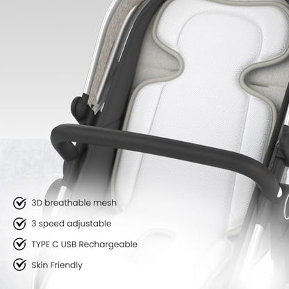 Baby Stroller Cooling Pad with 2 Built-in Blower Up to 10H MAX 10000 mAh Rechargeable 3 Speed Adjustable Car Seat Liner Cooling Cushion for Toddler Outdoors Summer Baby Essentials - color: Grey