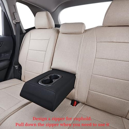 Coverdram Custom Seat Covers Compatible with Select Toyota RAV4 LE 2013 2014 2015 2016 2017 2018 Models (Beige,Full Set) - color: Beige, size: 2013-2018 RAV4 LE