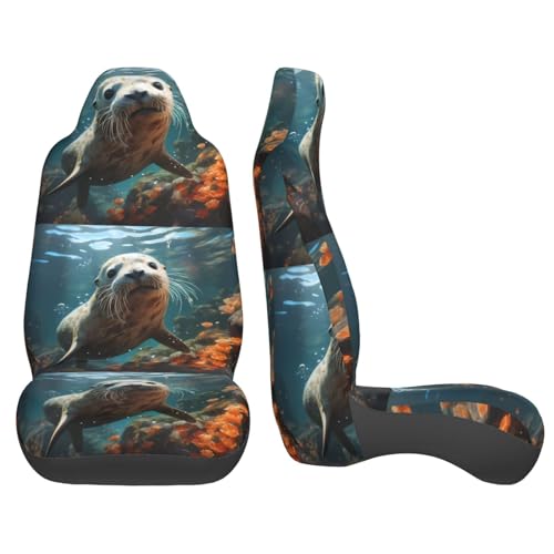 Seat Covers Car Seat Cover Car Seat Protector Waterproof Universal Seal Pup in Water, Black