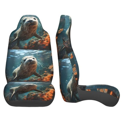 Seat Covers Car Seat Cover Car Seat Protector Waterproof Universal Seal Pup in Water, Black