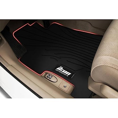 IKON MOTORSPORTS, Floor Mats Compatible with 2006-2011 Honda Civic Coupe & Sedan, Latex All Weather Easy Clean Interior Car Carpets Black Full Set 3 Pieces