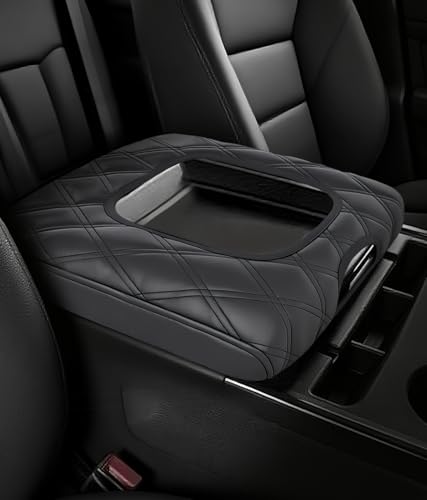 Center Console Cover for Chevy Silverado & GMC Sierra 2014-2018 with 40/20/40 Jump Seat Accessories, Leather Middle Armrest Console Cover Elbow Arm Rest Cushion for Car (Split Bench Seat Console ONLY)