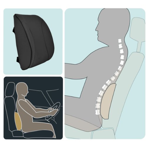 BDK BS-300-BK Durable Foam Lumbar Support 3D Balanced Firmness Cushion-Lower Back Pain Relief-Best for Office Chair, Car Seat, Recliner, Black - color: Black