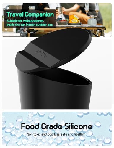 Car Trash Can with Lid Small Cup Holder Door Pocket Garbage Can Trash Bin Trash Container Fits Auto Home Office, Black 2Pcs