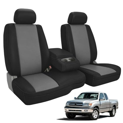 Seat Covers Compatible with 2000-2004 Toyota Tundra, Neoprene Front 40/60 Split Seat with Fold Down Console