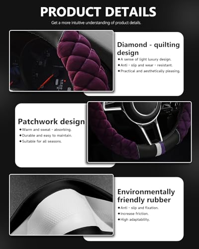 Cxtiy Universal Car Steering Wheel Cover Fluffy Soft Winter Plush Steering Wheel Cover (A-Purple) - color: A-purple