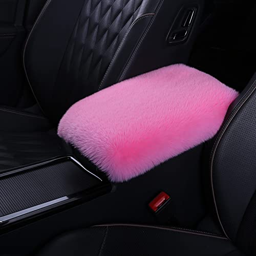 1 Set 6 Pcs Fluffy Car Steering Wheel Cover & Seat Belt Shoulder Pads & Handbrake Cover & Gear Shift Cover Set & Seat Belt Shoulder Pads Faux Wool Universal Fit Car Interior Accessories (Pink) - color: Pink