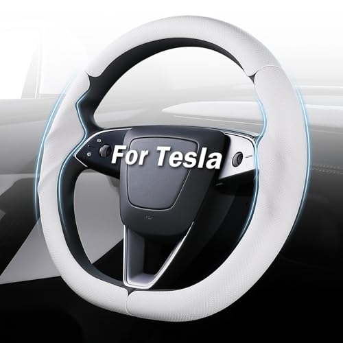 Steering Wheel Cover for Tesla Model 3 Highland(2024-Present)/ Model Y Juniper(2025-Present),Anti-Slip,Comfortable Grip,Breathable,Customized for Tesla Model 3/Y Accessories,Nappa White - color: Nappa White, size: For Model 3 (2024-2026) / Model Y (2025-2
