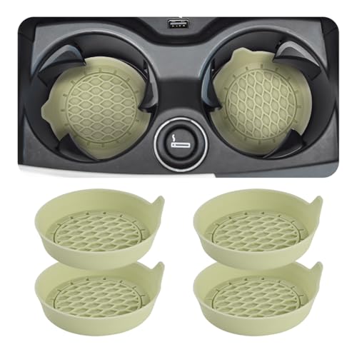 Zpana 4PCS Car Cup Holder Coasters, Silicone Non-Slip Vehicle Cup Recessed Mats, Sift-Proof Automotive Interior Drink Insert Decor Accessories, Universal for SUV, Sedan, Truck (Apricot) - color: Apricot/Silicone