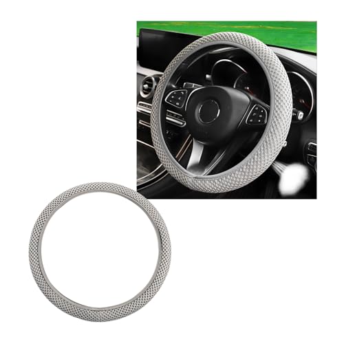 Wevdn Elastic Stretch Steering Wheel Cover, 15"×15" Microfiber Breathable Ice Silk Steering Wheel Protector, Anti-Slip Elastic Steering Wheel Cover for Men Women, Car Accessories (Gray) - color: Gray