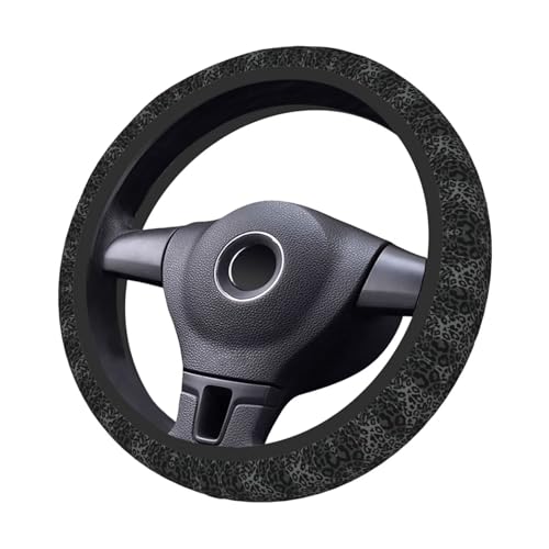 Black Leopard Print Steering Wheel Cover Cheetah Animal Print Car Accessories Universal-Fit, Easy to Install Steering Wheel Protector Wrap Covers for Cars, Truck, Van, SUV - color: Black Leopard