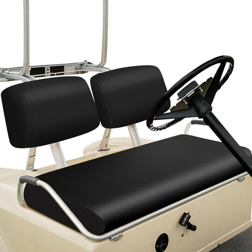 Golf Cart Front Seat Covers Black Micro Fiber Leather Seat Covers Replacement for Club Car DS 1982-2000, Staple On - color: Black, size: Club Car DS 1982-2000