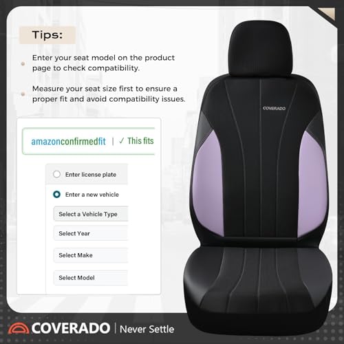 Coverado Car Seat Covers Full Set, Automotive Seat Covers 5-piece, Leather Car Protectors 5 Seats, Purple Auto Seat Covers Spill-Proof Design Universal Fit for SUV, Vans, Sedan, Truck - color: B-Purple&Black
