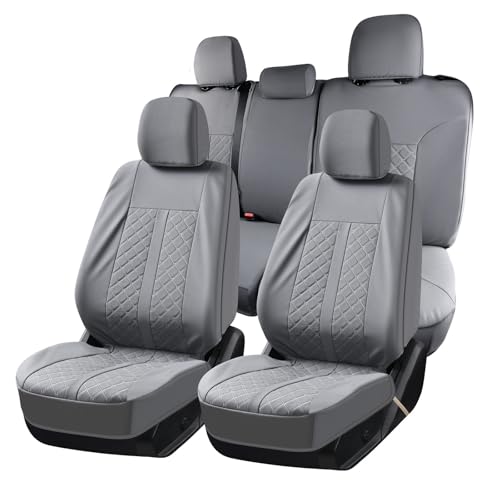 Truckiipa Full Set Leather Seat Covers Fit for Toyota Tacoma Full Coverage Waterproof Seat Covers Cushion Protector Fit for 2016-2023 Toyota Tacoma Double Crew Cab, Full Set, Gray - color: Full Set/Gray, size: Tacoma 2016-2023