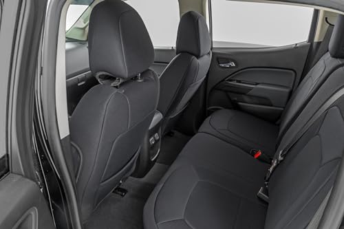 Rough Country Neoprene Seat Covers for Chevy Colorado & GMC Canyon (2015-2022) Front Bucket/Rear Bench - Waterproof & UV Resistant, Foam Padded, Front & Rear Seat Cover Set