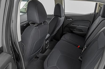 Rough Country Neoprene Seat Covers for Chevy Colorado & GMC Canyon (2015-2022) Front Bucket/Rear Bench - Waterproof & UV Resistant, Foam Padded, Front & Rear Seat Cover Set