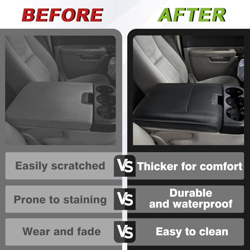 Center Console Armrest Cover Fit for Chevy Silverado/Tahoe & GMC Sierra/Yukon 2007-2013 Accessories, Comfort Armrest Pad Console Lid Cushion Vegan Leather Regular Thick(Jump Seat ONLY) - size: 1) 07-13 |Slv&Tahoe&Sra&Yukon| Jump Seat, Regular