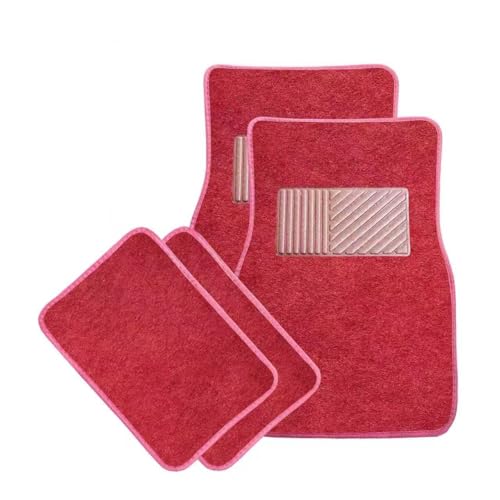 Sun Walker 4 PCS Car Floor Mats, Waterproof Anti-Slip Front & Rear Car Carpets with Driver Heel Pad, All Weather Floor Protective Pads Universal for SUVs Trucks Sedans Vans (Wine Red) - color: Wine Red