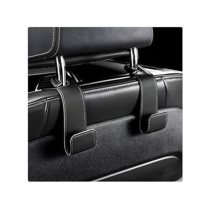 2 PCS Car Seat Headrest Hooks, Microfiber Leather Hanger Holder Hook for Hanging Purse and Bag, Universal Vehicle Back Seat Organizer Hook for Grocery Bag Handbag Coat (Black)