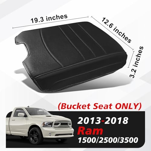 Center Console Armrest Cover Fit for Dodge Ram1500/2500/3500 2013-2018 Accessories, Comfort Armrest Pad Console Lid Cushion Vegan Leather Regular Thick(Bucket Seat ONLY) - size: 3) 13-18 |Ram1500/2500/3500| Bucket Seat, Regular