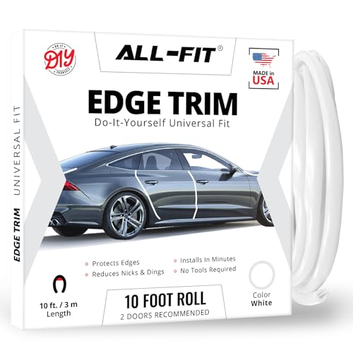 All-Fit Automotive Car Door Edge Protector – Universal DIY Edge Trim to Prevent Scratches & Dings – Flexible Adhesive Molding Trim for Cars, Trucks & SUVs (10 Ft - White) - color: White