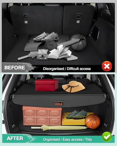 Powerty Cargo Cover for 2022-2026 Jeep Grand Cherokee(2 Row;WL) 4XE Accessories Trunk Cover Retractable Trunk Shielding Shade Cargo Luggage Cover Privacy Screen(Not fit for WK) - size: 7) Jeep Grand Cherokee 2 Row | 2022-2026