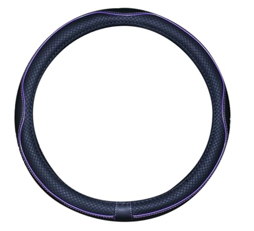Mayco Bell Small Size Steering Wheel Cover Anti-Slip,Safety,Soft,Breathable,Durable,Full Surround,Comfortable Grip Microfiber Leather (14-14.25 inch, Black Purple) - color: Black Purple, size: 14''-14.25''